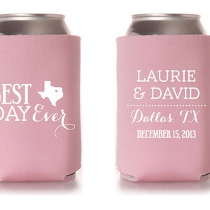 Custom Wedding Collapsible Can Coolers - Best Day Ever