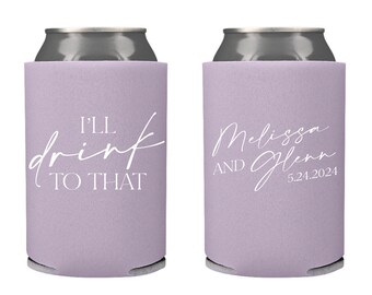 Custom Wedding Collapsible Can Coolers - I'll Drink to That