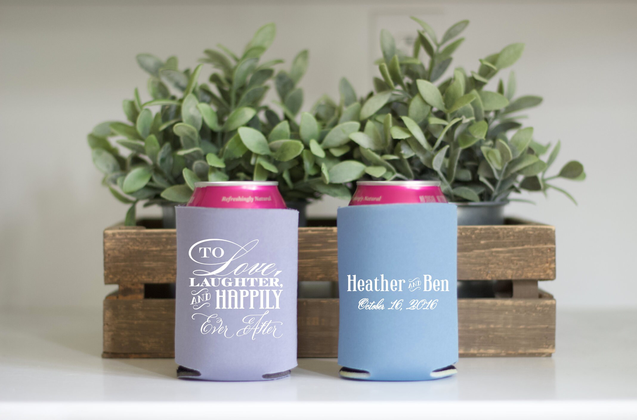 Custom Wedding Collapsible Can Coolers To Love Laughter and | Etsy
