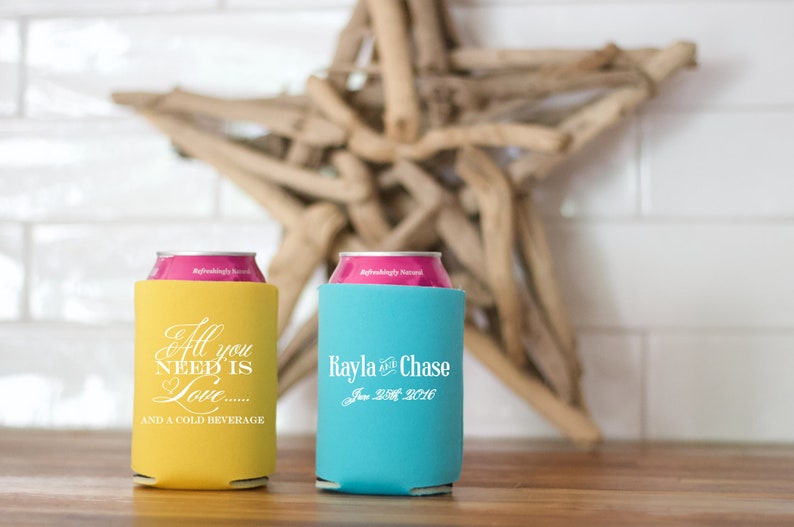 Custom Wedding Collapsible Can Coolers All You Need is Love - Etsy