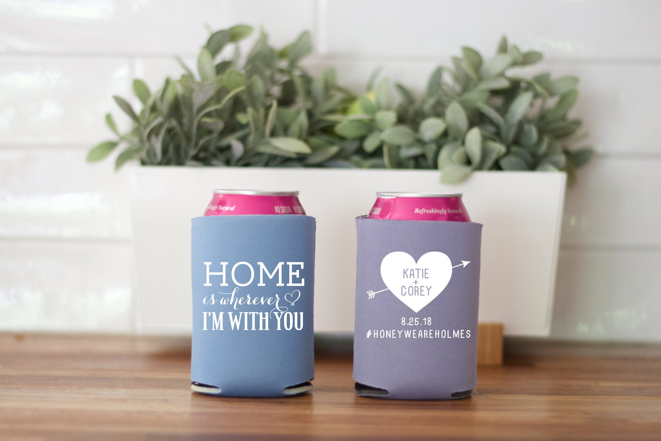 Custom Wedding Collapsible Can Coolers HOME is Wherever | Etsy