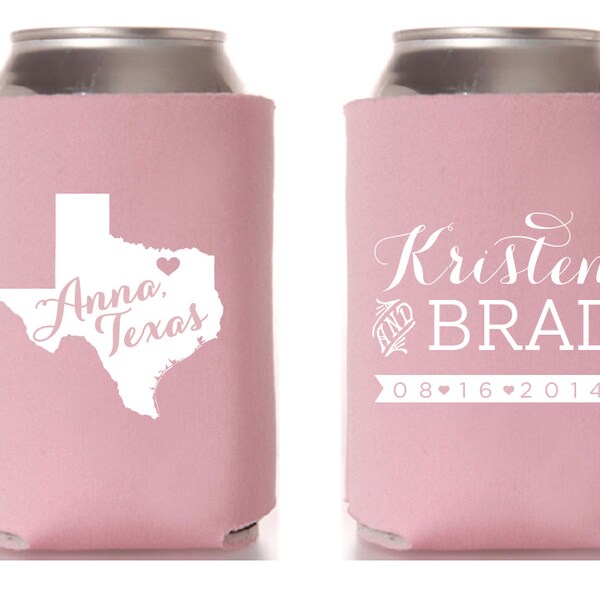 Custom Wedding Collapsible Can Coolers - Personalized State Can Cooler