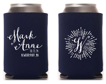 Custom Monogram Wedding Collapsible Can Coolers