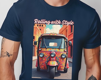 Rickshaw Art Shirt, South Asian Art, Desi Art Gift, Auto Rickshaw Art, Indian Rickshaw gift, Pakistani Rickshaw, Unique gift for dad