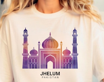 T-shirt Jhelum Art Pakistan, South Asian Art, Desi Art Gift, Wall Art, Pakistani gift, Pakistan Print, Unique gift for dad, Travel Gift