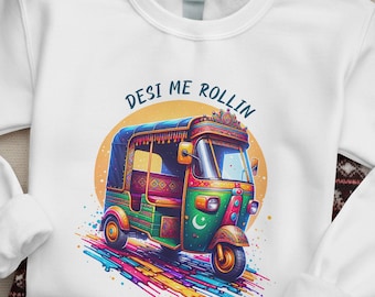 Rickshaw Art Sweatshirt, South Asian Art, Desi Art Gift, Auto Rickshaw Art, Indian Rickshaw gift, Pakistani Rickshaw, Unique gift for dad