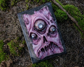 Necronomicon small blank sketchbook with sculpted cover and leather