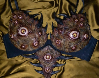 Rust Eye bra ooak sculpted wearable art piece 38 C