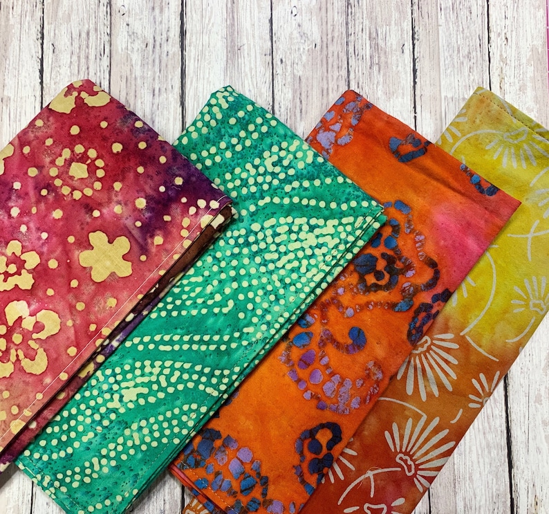 Boho Cloth Napkins Colorful Batik Print Set of 6 Double Sided Napkins 100% Cotton Cocktail or Dinner Napkins Variety Pack Great Gift image 6