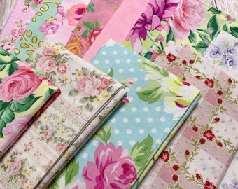 Bridal Shower Cloth Napkins, Beautiful Floral Fabrics, 12 inch, Set of 10 Reversible 2-ply Reusable