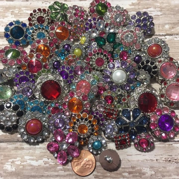 Rhinestone Button Sale- 20pc Grab Bag Buttons- 13mm-28mm size- Random Assortment- Rhinestone Buttons- DIY supplies