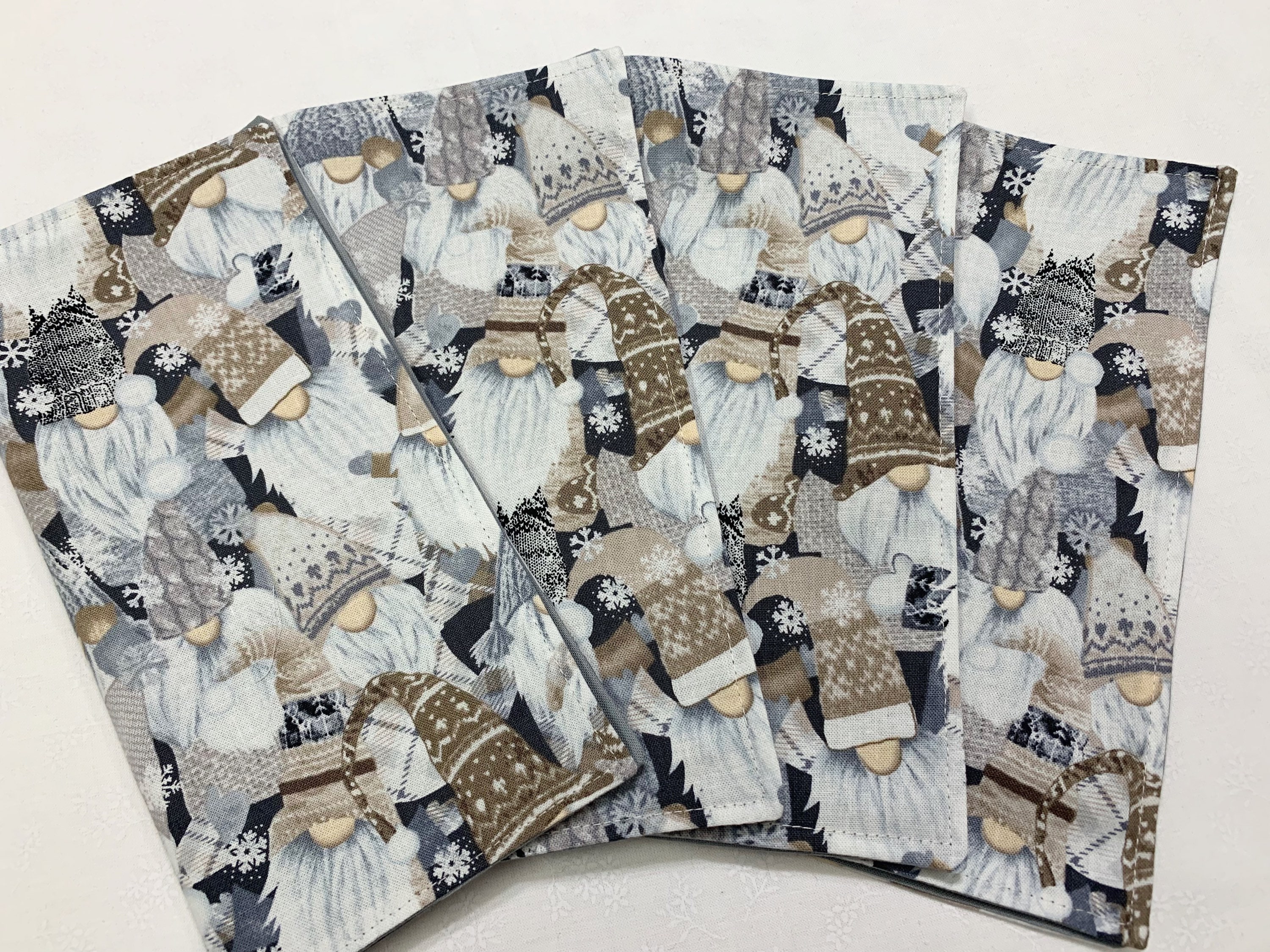 Gnome Cloth Napkins Set of 4 Winter theme Cotton Napkins Holiday Dinner Party Hostess Housewarming Gift