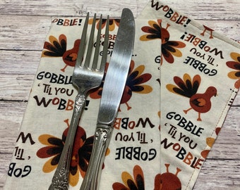 Fall Cloth Napkins- Set of 2- Thanksgiving theme- Dinner Table, Family Party - Hostess or Housewarming Gift- Custom Size you choose fabric