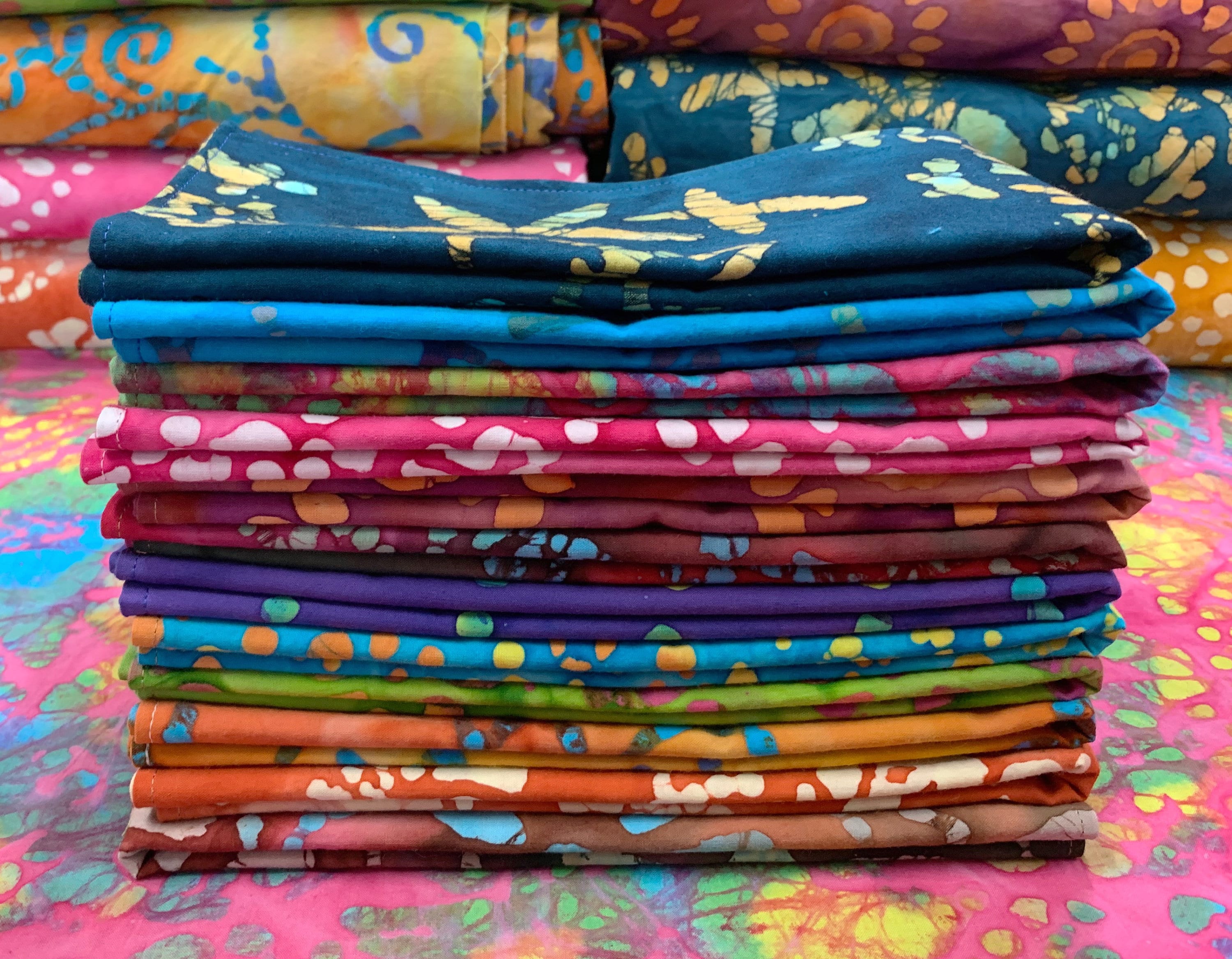 Colorful Batik Print Napkins- Set of 10- Double Sided Napkins - 100% Cotton Dinner Napkins- Custom Size- 2-ply Reusable- Variety Pack