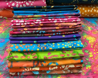 Boho Cloth Napkins- Colorful Batik Print- Set of 10- Double Sided Napkins - 100% Cotton Cocktail Napkins- Variety Pack