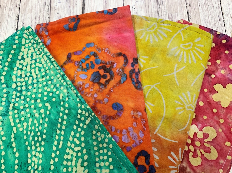 Boho Cloth Napkins Colorful Batik Print Set of 6 Double Sided Napkins 100% Cotton Cocktail or Dinner Napkins Variety Pack Great Gift image 4
