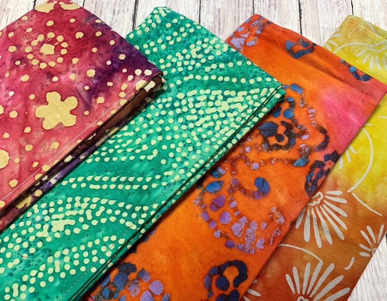 Boho Cloth Napkins Colorful Batik Print Set of 6 Double Sided Napkins 100% Cotton Cocktail or Dinner Napkins Variety Pack Great Gift image 9