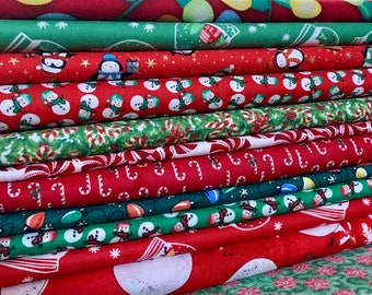 Christmas Cloth Napkins- Set of 5- Holiday Theme Napkins- Custom Size- 2-ply Reusable Cotton- Mismatched Variety Pack- Hostess Gift