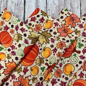 Pumpkin Cloth Napkins- Set of 4- Yellow Orange Green Cream - Dinner Table, Everyday, Holiday Wedding -Hostess Housewarming Gift- Custom Size