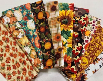 Thanksgiving Cloth Napkins- Set of 5- Fall Double Sided Napkins - 100% Cotton Dinner Napkins- Custom Size- 2-ply Reusable- Variety Pack