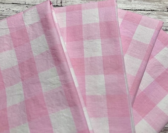 Pink Buffalo Check Cloth Napkins- Set of 4- 100% Cotton Dinner Napkins- Custom Size- Everyday, Party, Wedding, Housewarming or Hostess Gift