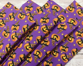 Halloween Cloth Napkins- Set of 4- Purple Black Orange Pumpkins- Dinner Table, Everyday, Party- Hostess or Housewarming Gift- Custom Size