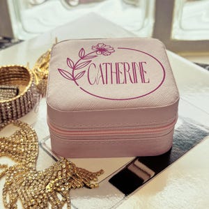 Portagioie personalizzato, custodia da viaggio con nome personalizzato, regalo romantico per lei, regalo per damigella d'onore, fidanzata, anelli, collane e orecchini