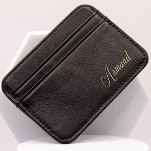 Porta carte di credito personalizzato in pelle di pecora / Portafoglio per carte e banconote morbido e leggero / Vera pelle / Design compatto / Elegante regalo per la festa del papà
