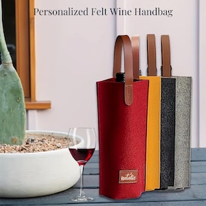 Bolsa de vino de fieltro personalizada, bolsa ecológica para champán, regalo reutilizable para amantes del vino, portabotellas portátil, regalo para el Día del Padre