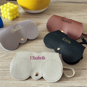 Custodia per occhiali in ecopelle personalizzata - Custodia portatile per occhiali da sole con clip - Elegante custodia protettiva per occhiali da uomo e da donna - Porta occhiali