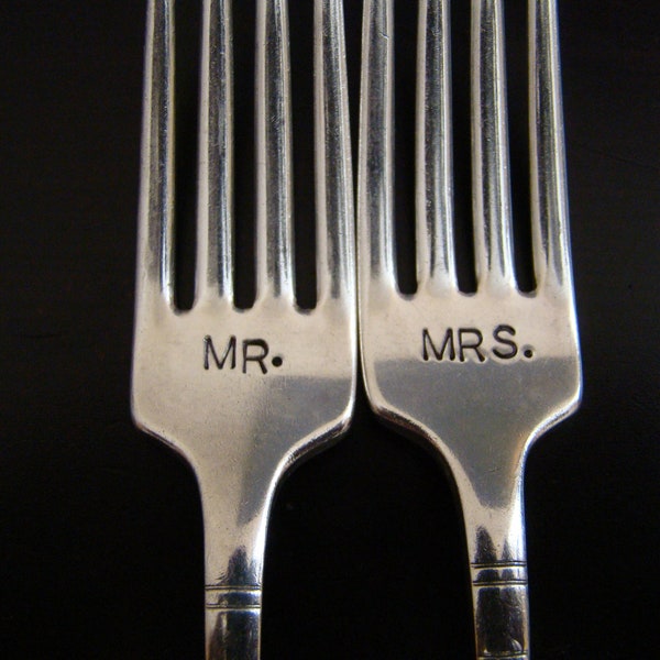 Mr. and  Mrs. Dinner Fork Custom Wedding Cake Fork Set