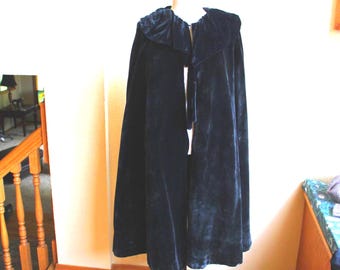 Antique Heavy Black Velvet Mid length Cape Vintage 1800's Victorian Gothic
