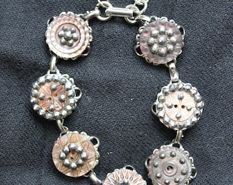 Antique Victorian Enamel and Cut Steel Button Bracelet by My Mother's Buttons