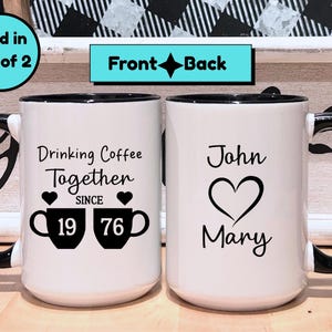 50th Anniversary Mug Set: Golden Year Coffee Mugs - 1976 image 1