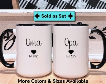 Personalized Oma Opa Mug Set - New Grandparents Gift