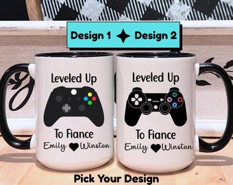 Fiance Gamer Mug – Leveled Up Engagement Gift for Him