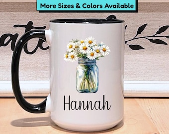 Personalized Daisy Mug - Custom Name Floral Gift