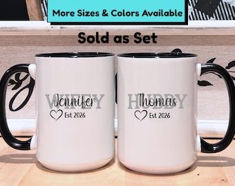 Wifey Hubby Mug Set - Personalized Wedding Gift Mugs
