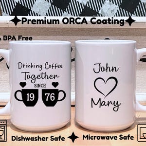 50th Anniversary Mug Set: Golden Year Coffee Mugs - 1976 image 2