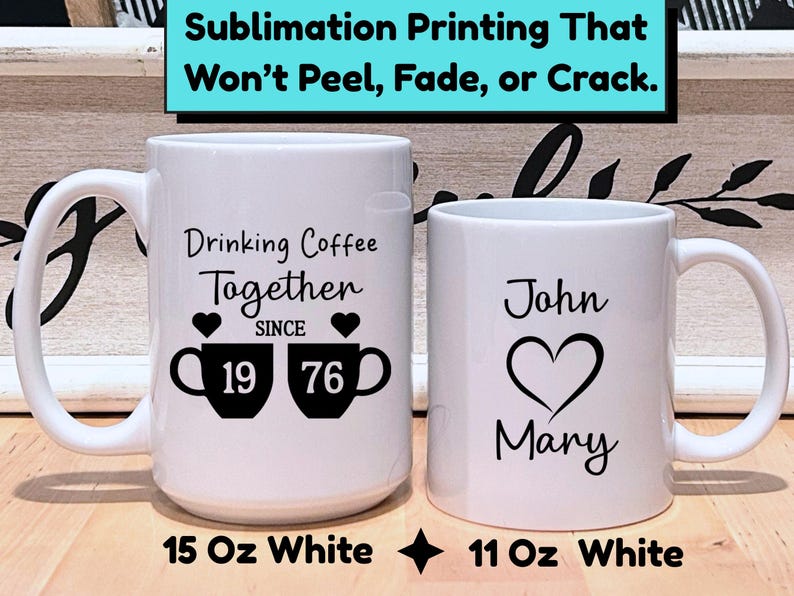 50th Anniversary Mug Set: Golden Year Coffee Mugs - 1976 image 4
