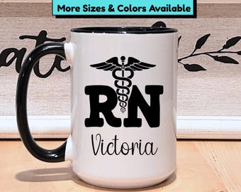 Personalized RN Coffee Mug - Registered Nurse Gift