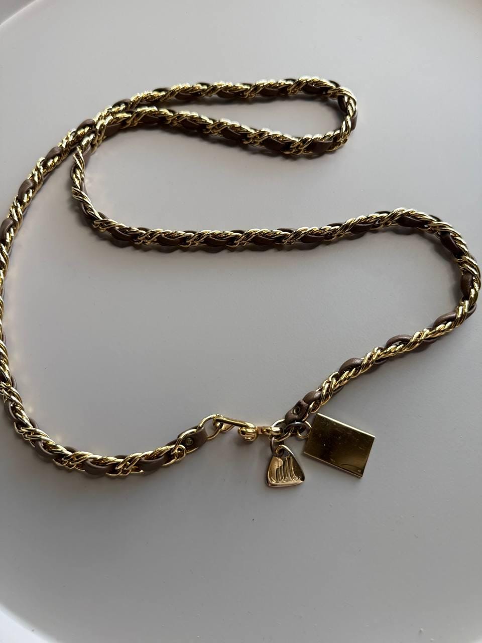 Vintage Morris Moskowitz Chain Belt, Gold Tone & Leather  display picture 1