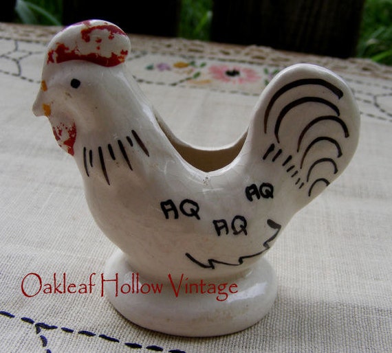 Items similar to Vintage AQ Chicken Ceramic Toothpick or Match Holder
