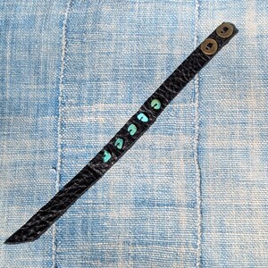 Genuine Turquoise & Black Leather Bracelet, Adjustable, Turquoise Bracelet, Turquoise Jewelry, Minimalist Jewelry, Mother&#39;s Day Gifts