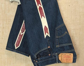 31W x 27L ~ Levi's 501s, Western Jeans, Rodeo Fashion, Ranch Wear, Upcycled Levi's