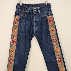 30Bx27L Levi's 501XX's Cowboy Carter Outfit, Upcycled Jeans, Verzierte Jeans, Boho Jeans, Festival Kleidung, Einzelstück Levi's, Western