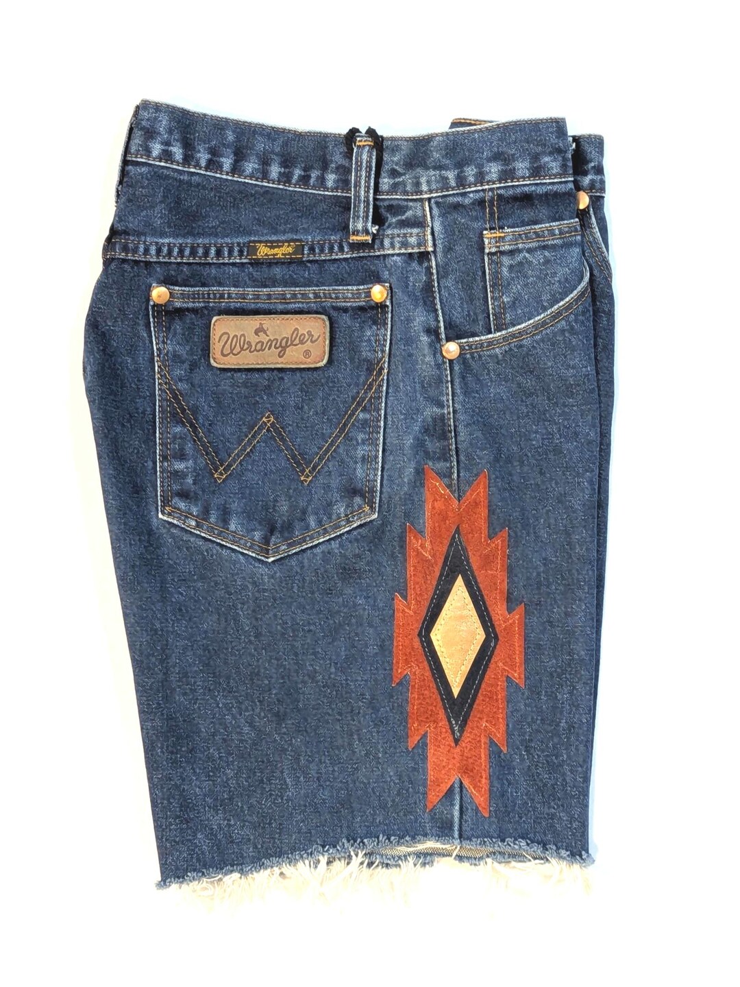 Wrangler Rodeo Shorts 29W ~ Wrangler Denim Cutoffs: Southwest Leather Detail, Rodeo Shorts ...