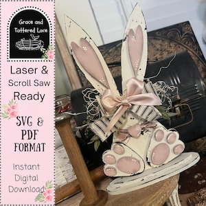 Conejito de granja SVG: Archivo de corte láser de orejas grandes y caprichosas (descarga digital)