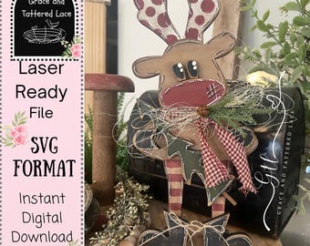 Whimsical Wonky Reindeer Character SVG Laser Cut File (Digital Download)