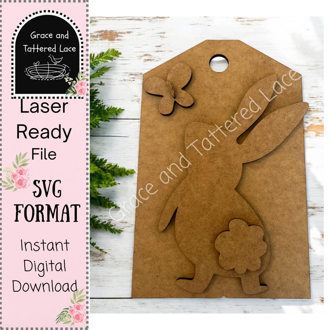 Farmhouse Bunny Shelf Sitter SVG: Whimsical Easter Laser Cut File - Etsy